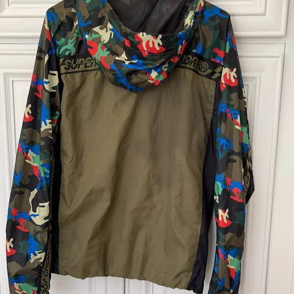 Superdry taped logo camo jacket windbreaker khaki green size M - Picture 7 of 15